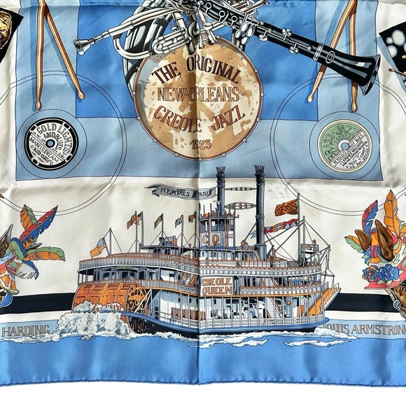 Authentic HERMES 100% Silk Square Scarf 90cm “New Orleans Creole Jazz” - Picture 5 of 15